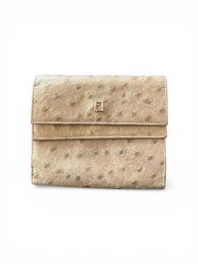 FENDI Ostrich-Textured Leather Wallet